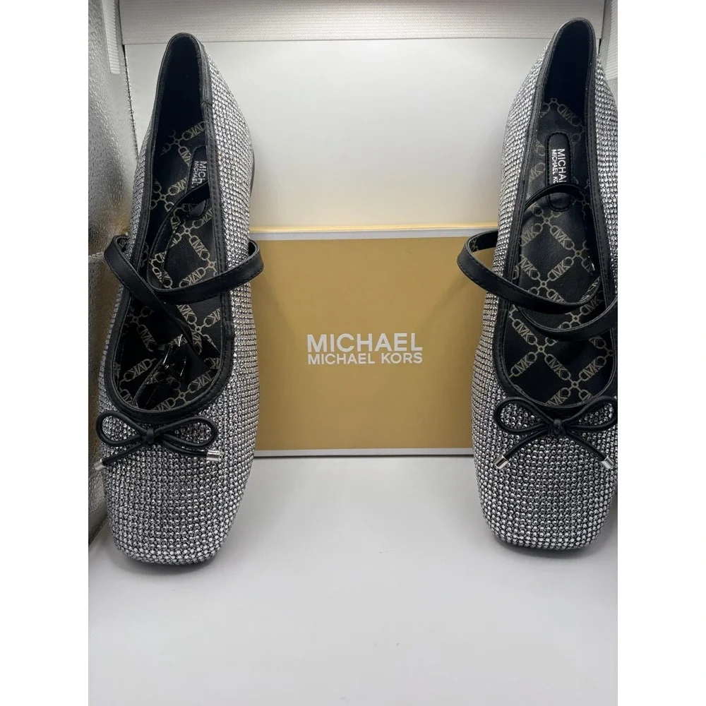 Michael Kors Collette Flex Ballet Glitter CHN MSH with Rhinestones Sz 8.5M